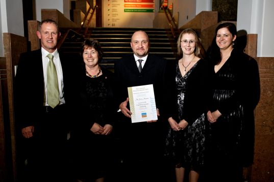 2012 AFM team special award IMG_0421_web Thérèse and members of her team, including, at left, then Deputy Chief of Air Force Air Commodore Kevin Short (now Air Marshal, Chief of Defence Force), after receiving a special award from Museums Aotearoa for support provided to colleagues in the heritage sector after the 2010/2011 earthquakes. National Museum Awards, 2012. Image: Museums Aotearoa.