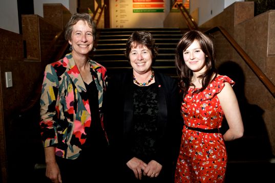 2012 MA team - PT, Therese, Sophie DLK IMG_0422_web Museums Aotearoa Chair, Thérèse Angelo, with Executive Director Phillipa Tocker (left) and Membership Services Manager, Sophie de Lautour Kelly, 2012. Image: Museums Aotearoa.