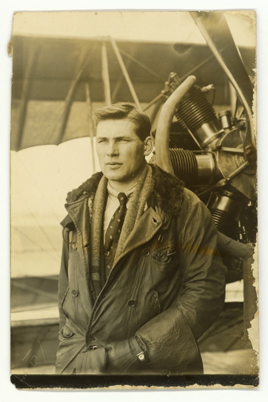 2014-076.380 Ross Brodie on his graduation as a pilot at the Canterbury Aviation Company, Sockburn, 1917. From the collection of the Air Force Museum of New Zealand.