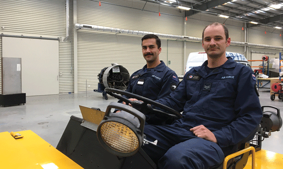 Movember-2 Punishing facial hair, on display at the Air Force Museum. As worn uncompromisingly by Officer Cadet Jamieson Taylor (left) and Corporal Tim de Roo (right).