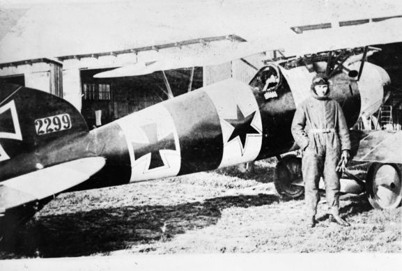 ALB920382B091 Bruno Loerzer was commander of Jagdstaffel 26 in early 1918. He finished the War with 20 aircraft shot down and this photo shows him beside his Albatros D.V. Image from the K. L. Caldwell personal album collection.