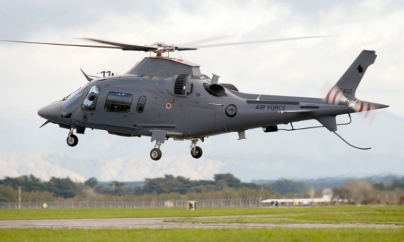 RNZAFs A109 The RNZAFs new training helicopter, the A-109, lifts off from RNZAF Base Ohakea on its first test flight.