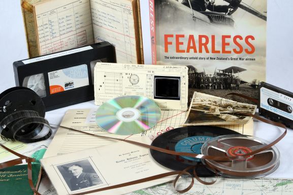 Variety of media_web A collection of different media. Image: Air Force Museum of New Zealand.