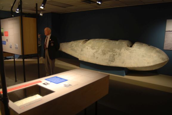 MUS120156 Tuesday guide Laurie Turner looking at the ReCollections exhibition.