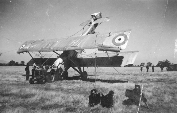 ALB20084682034 Salvage party with the wreck of Vildebeest NZ102 at Wigram, 23 February 1939. Image ref ALB20084682034, Air Force Museum of New Zealand.