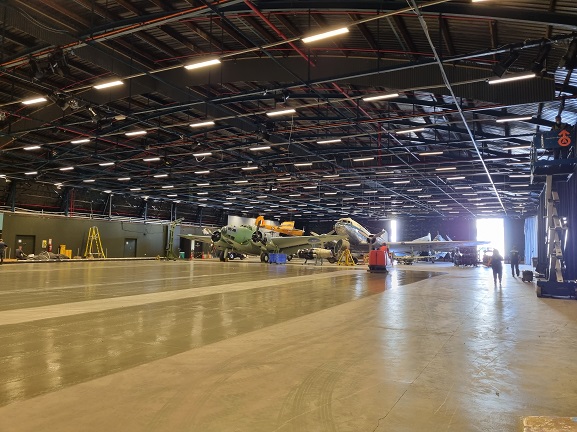 Cleaning the Aircraft Hall Cleaning the Aircraft Hall, in preparation for the lighting upgrade. 4 May 2021. Image: Air Force Museum of New Zealand.